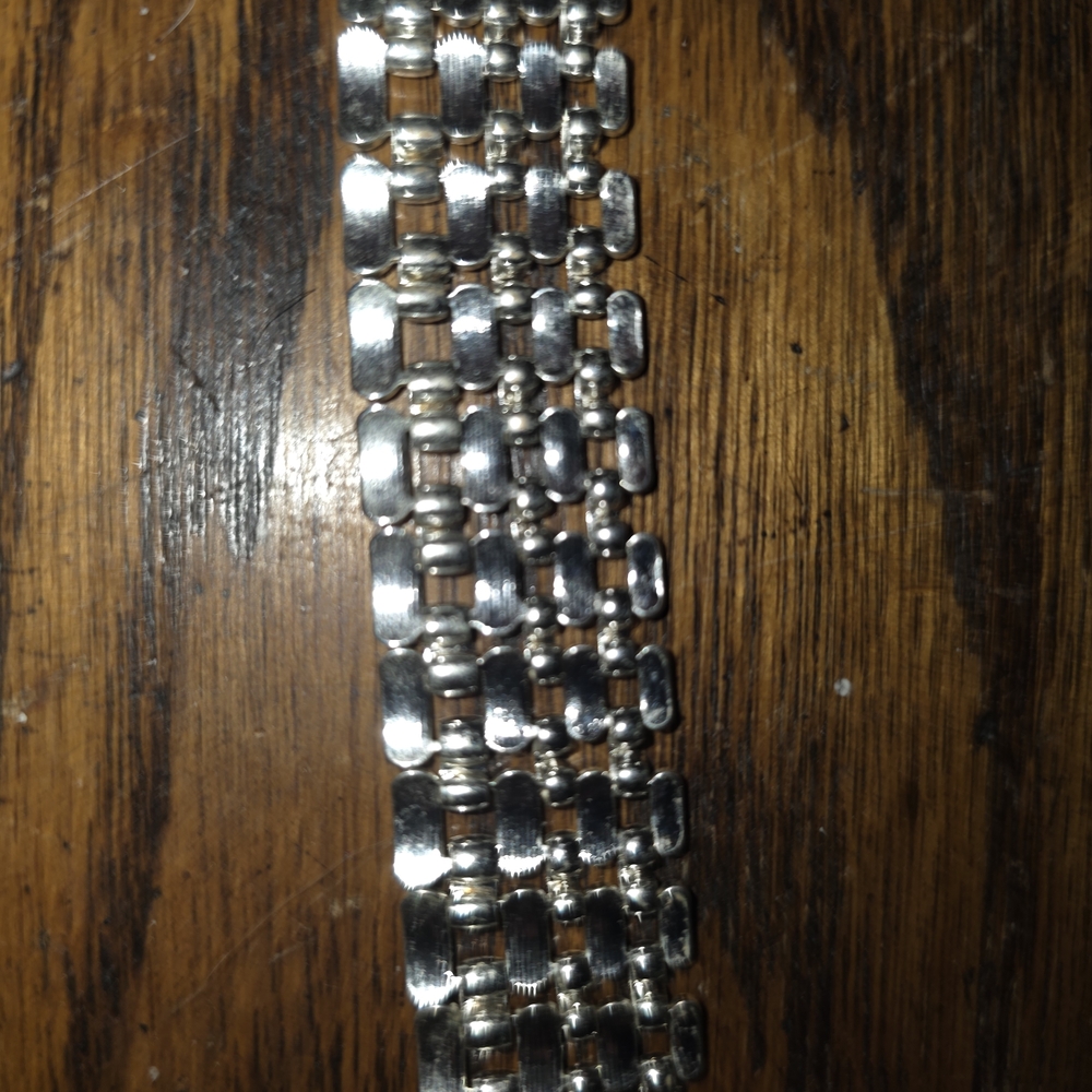 ​Vintage Multi-Row Panther Link Chain Silver Statement Necklace - Picture 3 of 5
